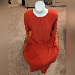 Cuyana Brick Colored Silk Midi Dress, Size MD